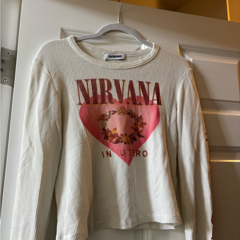 White Long Sleeve Nirvana Graphic Tee